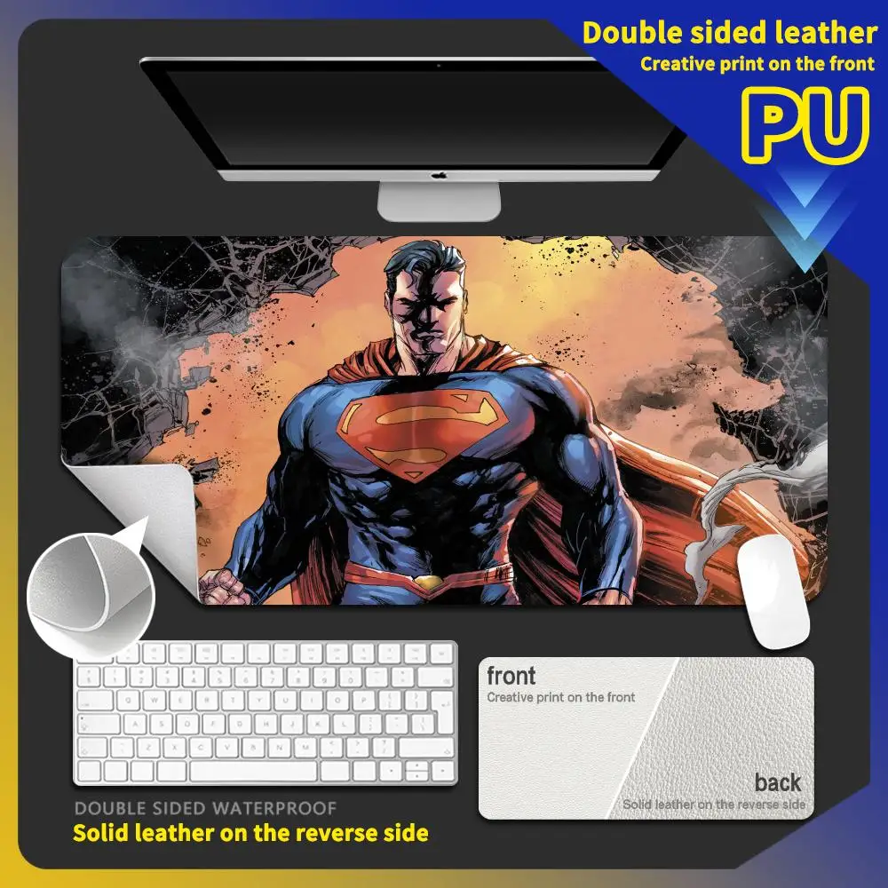 

S-Supermans New Leather Mouse Durable Desktop Mousepad Large Size for Game Keyboardpad Office Waterproof Double-Sided PU Deskmat