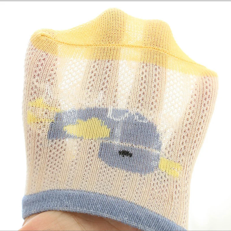 Children Cartoon Animal Print Short Ankle Socks Summer Mesh Thin Cotton with Rubber Non-slip Floor Socks for Baby Infant Clothes