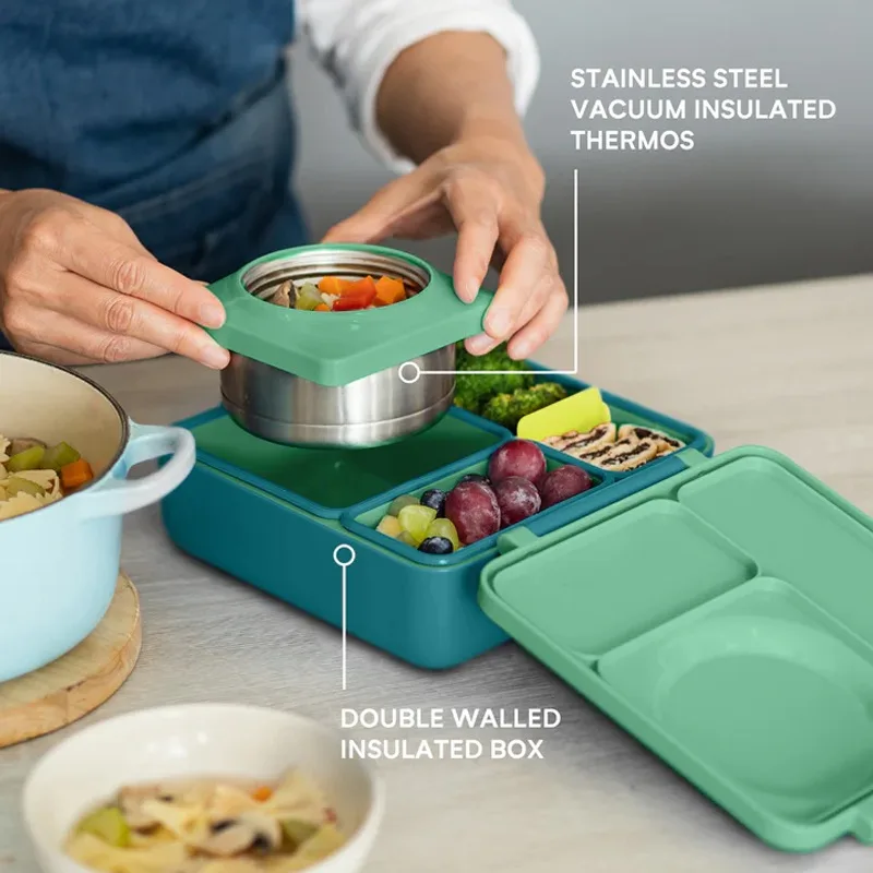 

OmieBox 2 Children's Stainless Steel Insulated Lunch Box Portable Leak Proof Cute Colored Bento Box Original Gift for Students