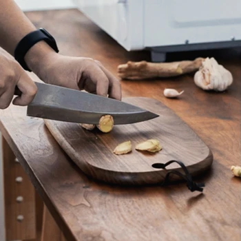 Tagliere per frutta in legno massello di noce nera Tagliere per frutta Tagliere per pane per ristorante occidentale con manico