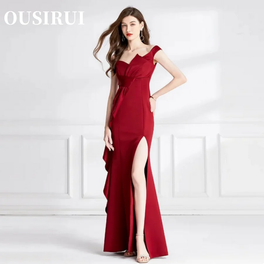 

Style Celebrity Gao Ding Fishtail Dress Bridal Toast Dress Red Evening Dress for Women 2024 Spring/Summer New Small and Popular