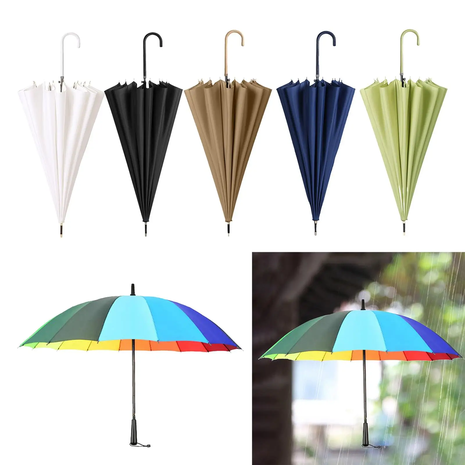 Long Handle Umbrella Waterproof Men Women Lightweight Travel Portable Umbrella