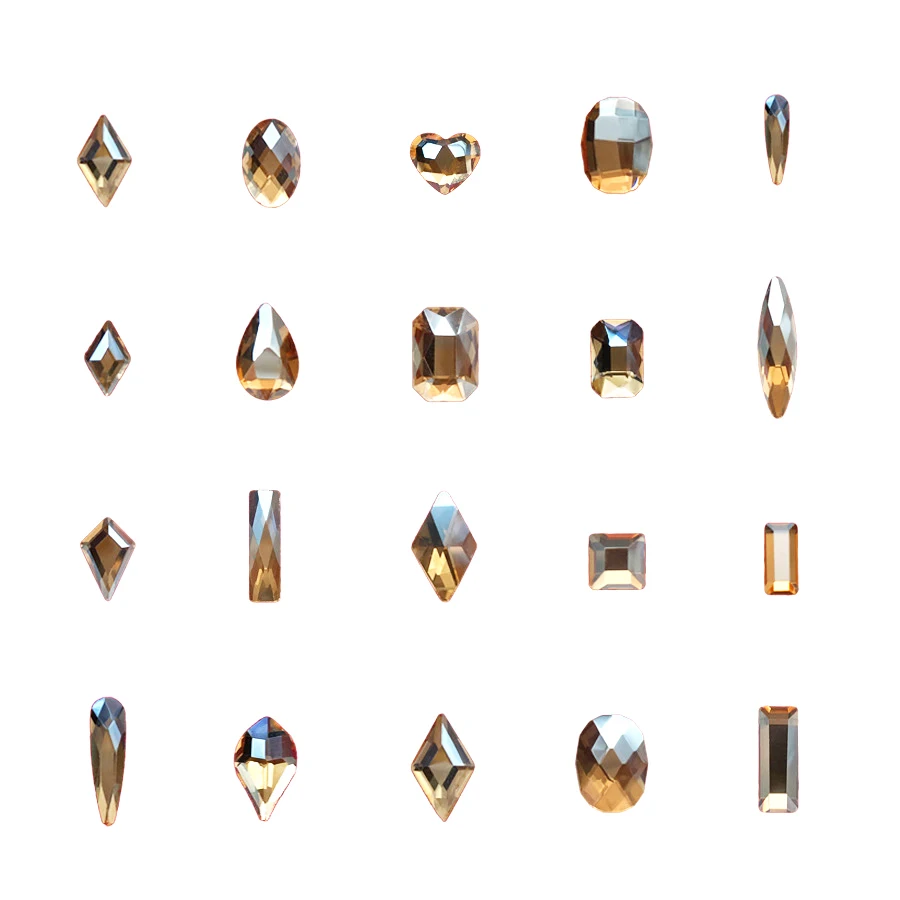 20pcs Mix Shapes Golden Shadow Nail Diamond Pixie Strass Rhinestones for 3D Nails Art Decorations Supplies Jewelry Rhinestone