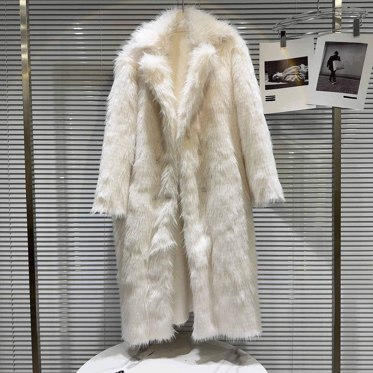 Hot Girl Style Long Faux Fur Trench Coat Women 2023 Fall Winter New Suit Collar Environmental Protection Furry Jacket Female