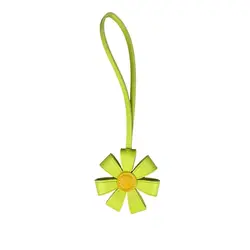 Vibrant Sunflower Leather Bag Charm | 3D Multi - Layer Flower Design (Apple green)