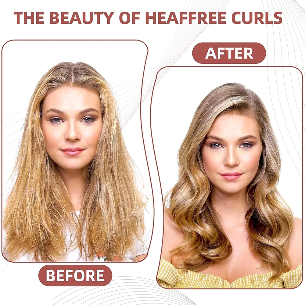 Heatless Curls Overnight Blowout Rods-6 Pcs No-Heat Hair Curler Set, Hair Rollers for Long with Bonnet for Sleeping
