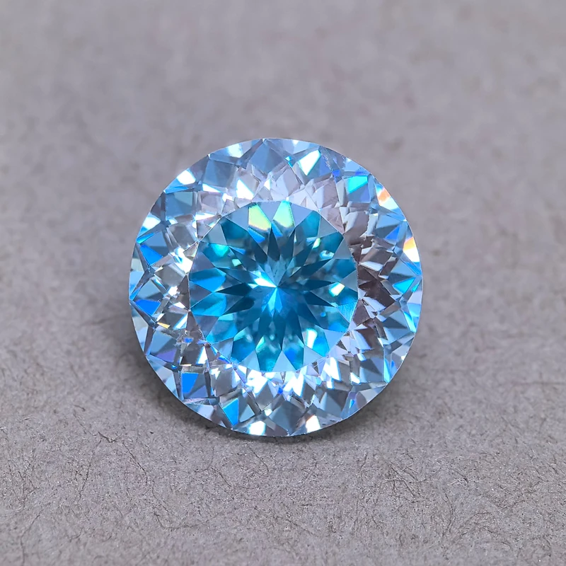 Moissanite 100 Faces Cut Round Shape Aquamarine Color VVS1 Charms Beads for DIY Jewelry Making Materials with GRA Certificate moissanite jewelry materials loose beads for jewelry making