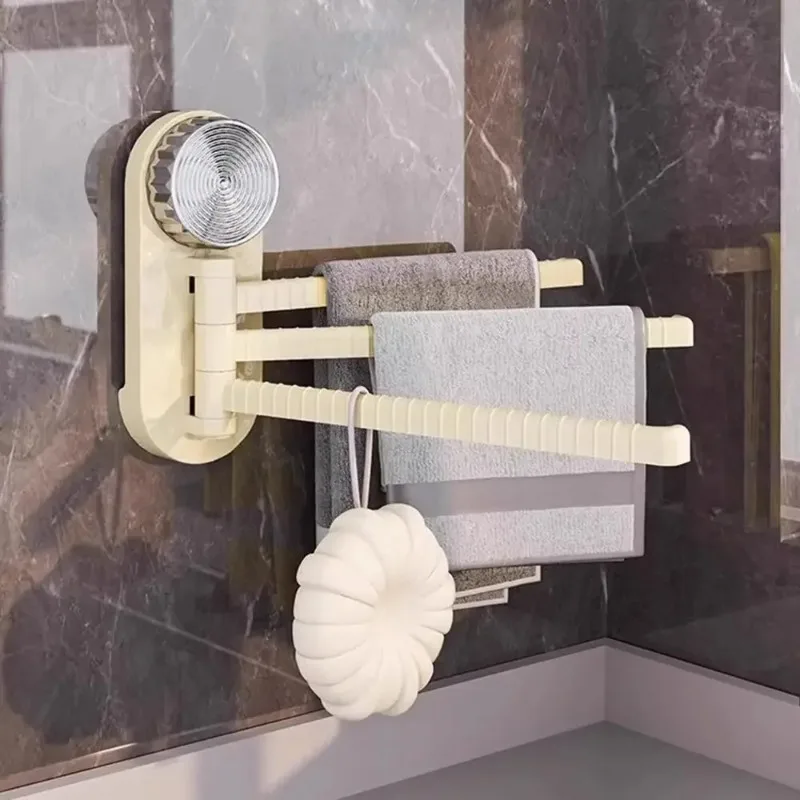 Towel Rack 3 Arm Space Saving Swivel Hanger No Drilling Strong Suction Cup for Shower Bathroom Bedroom Balcony Home