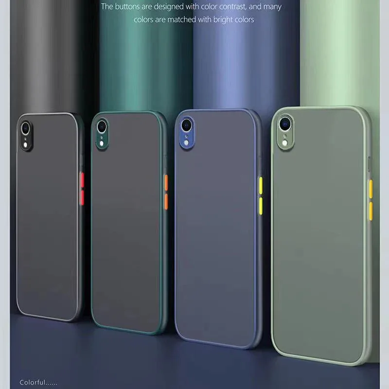 Shockproof Armor Matte Silicone Bumper Case with Clear Hard PC