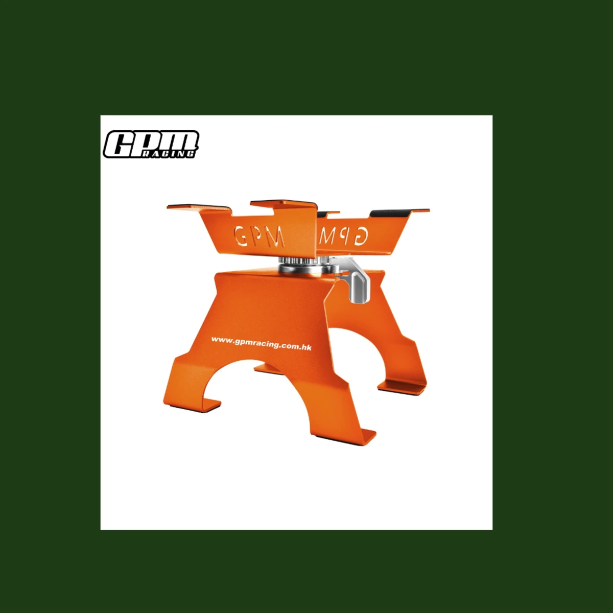 Support de voiture RC GPM aluminium 1/10, vue arrière montrant les fixations.