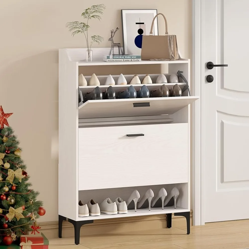 

Shoe Organizer Narrow Shoe Rack for Living Room Entryway 9.45D X 29.53W X 43.3H(Beige) Storage Shoes Shoerack Box Cabinet Closet