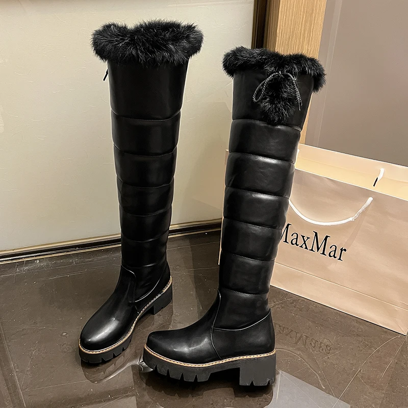 Plush Women's Snow Boots Winter Shoes Waterproof Warm Thick Fur Over the Knee High Boot Ladies Black Brown Brand Rain Shoes women snow boots