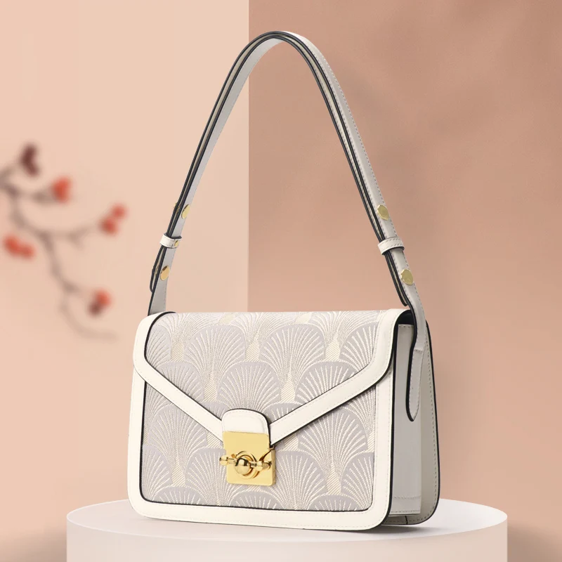 thumbnail image 1 of Bolso de lujo para mujer, novedad de 2023, de alta calidad, con tejido Jacquard bordado y hojas de ginkgo, bolso de hombro para mujer, bolso elegante, 1 of 5