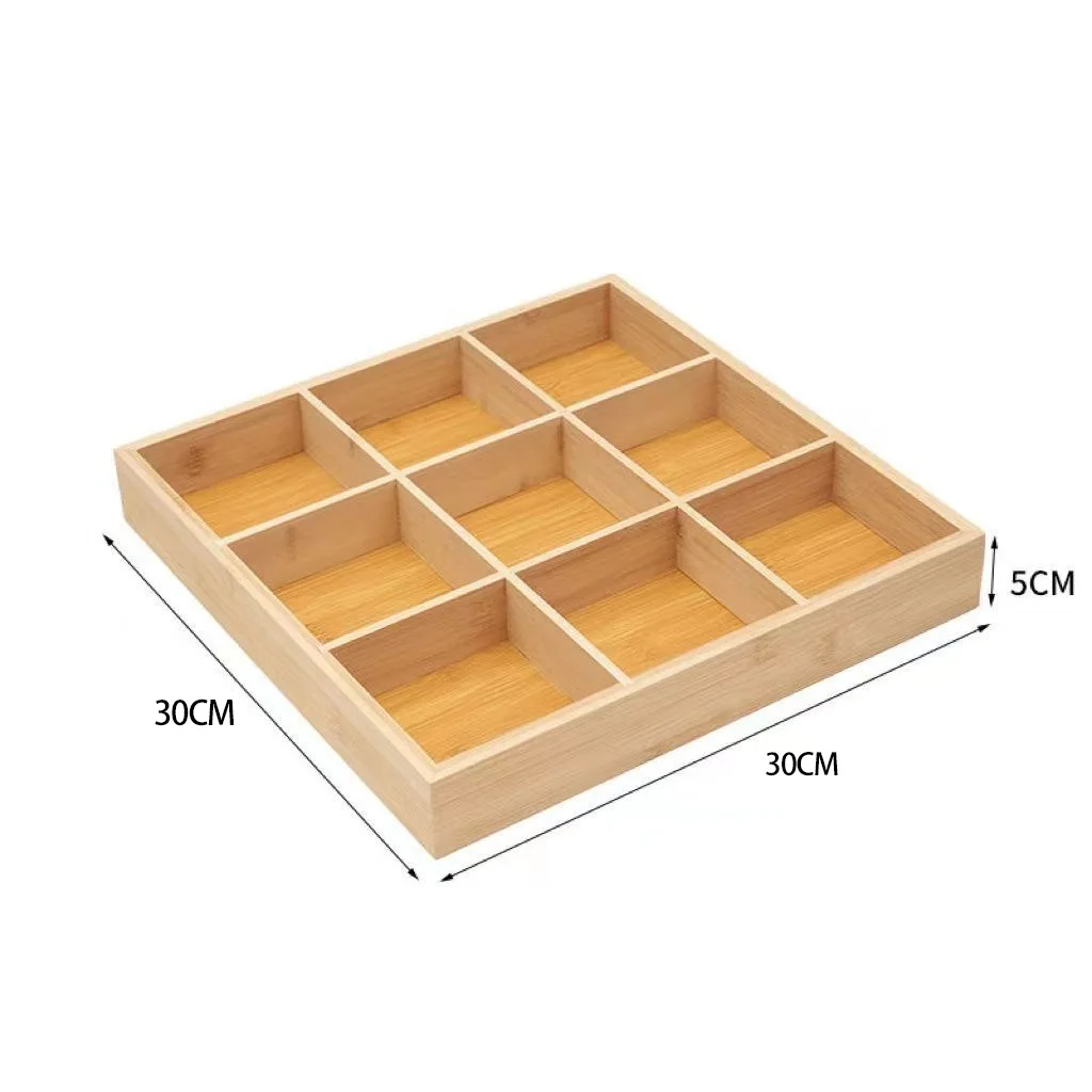 2-9 Grids Nut Plate Hot Pot Tray Boiled Dried Tea Fruit Plate Food Materials Household Tray Bamboo And Wooden