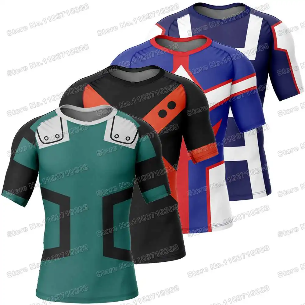 My Hero Academia Rash Guards Surfing Jersey Beach Shirts Swimwear Diving Gym Shorts MMA BJJ Men Jiu Jitsu Fitness Sets