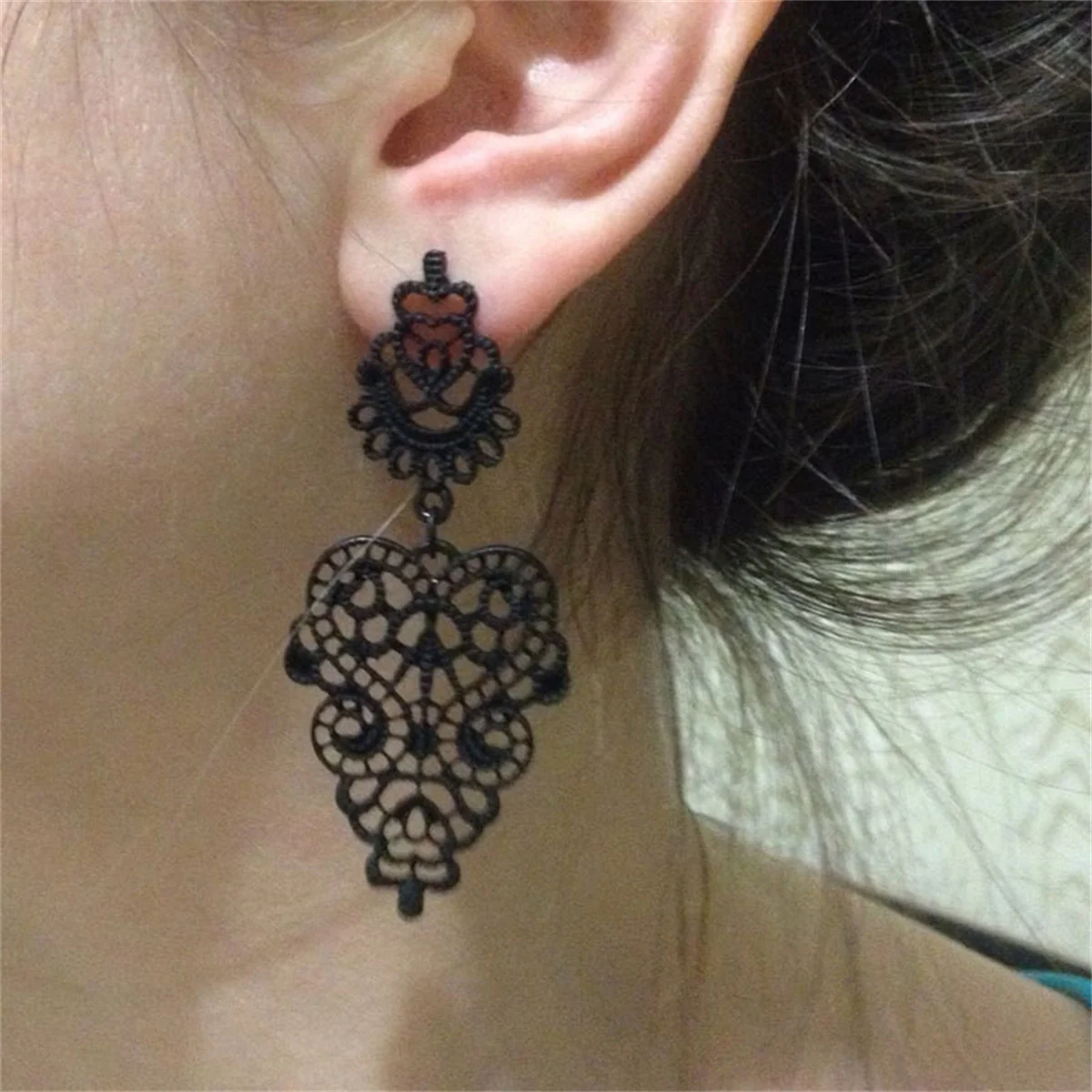 Vintage Punk Flower Drop Earrings For Women Exaggerated Gothic Geometric Butterfly Heart Wings Earring Party Jewelry Drop Earrings
