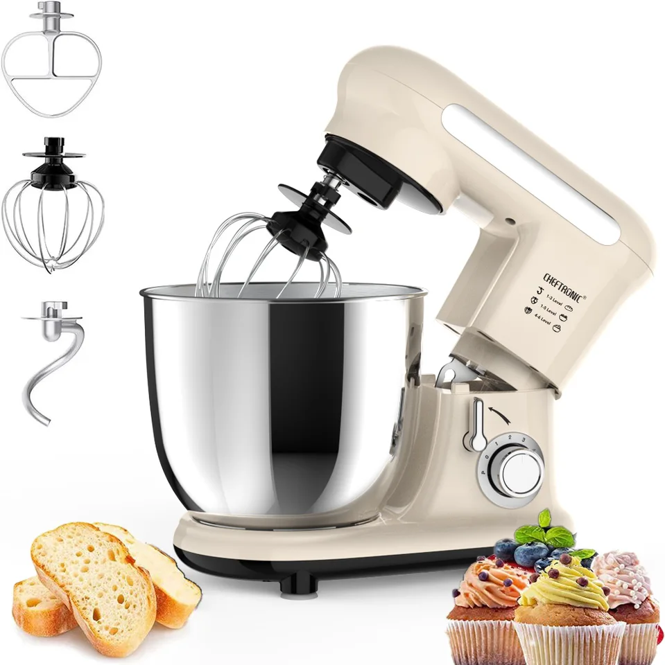 Compact Electric Stand Mixer with Stainless Steel Bowl
