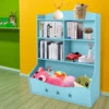 Children's Toy Bookcase, Blue PVC Storage Shelf with Multiple Compartments, for Organizing Books and Toys 1