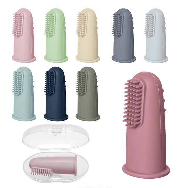 1pcs Children Teether Oral Care Cleaning Brush Baby Health Finger Toothbrush New Born Baby Items Travel Portable Accessories 1