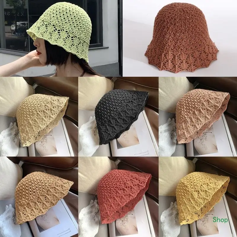 

Dropship Hollow Visor Hat Solid Color Bucket Hat Fisherman Hat for Daily Wear Dog Walking