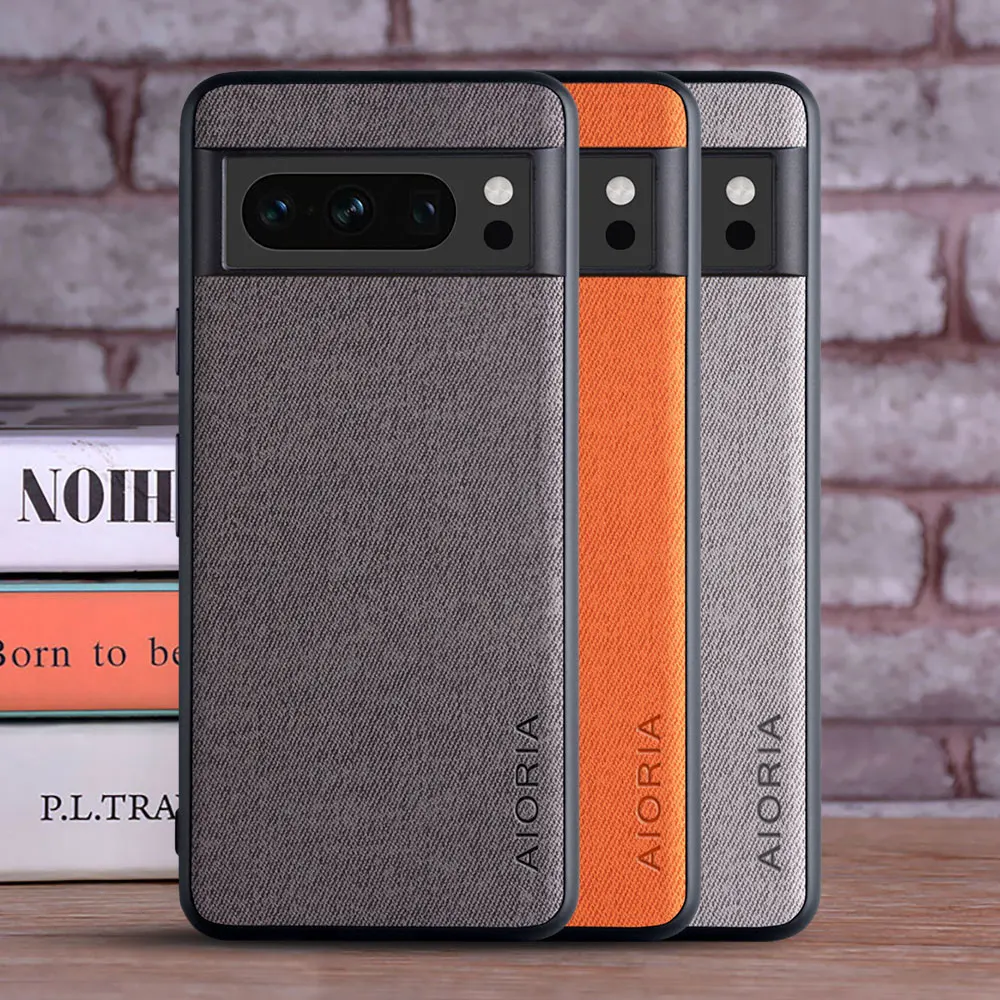 Luxurious Textile Leather Phone Case - Soft TPU & Hard Cover for Google Pixel 8 Pro / 8A