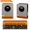 PowMr 2400W Hybrid Solar Inverter 24V to 110V 120V Pure Sine Wave With PWM 80A Solar Charge Controller and PV Panel 30-80VDC 6