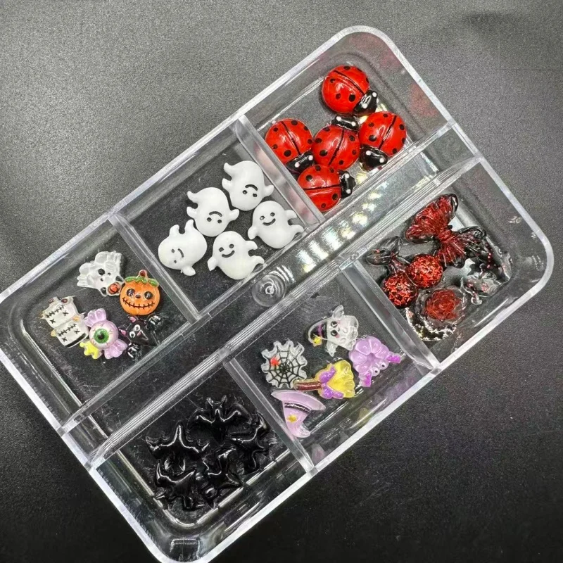 1박스 네일 아트 레진 참 귀여운 크리스마스 시리즈 눈사람 화환 부츠 디저트 케이크 네일 액세서리 DIY 겨울 매니큐어 장식