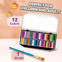 12 Colours Water-Soluble Rainbow Palette Children's Face Body Paint, Halloween Stage Makeup Body Paint Pigments Face Makeup 2