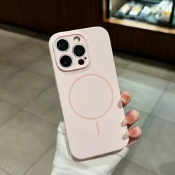 Luxury MagSafe Wireless Charging Liquid Silicone Phone Case with Magnetic Bumper Cover - iPhone 11 Pro (Light Pink)