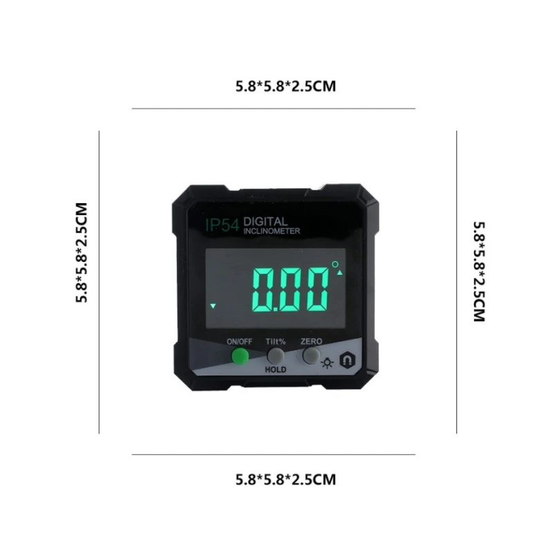 Digital Angle Protractor Inclinometer 4 * 90 Degree IP54 LCD Screen Four Sided Magnetic Display