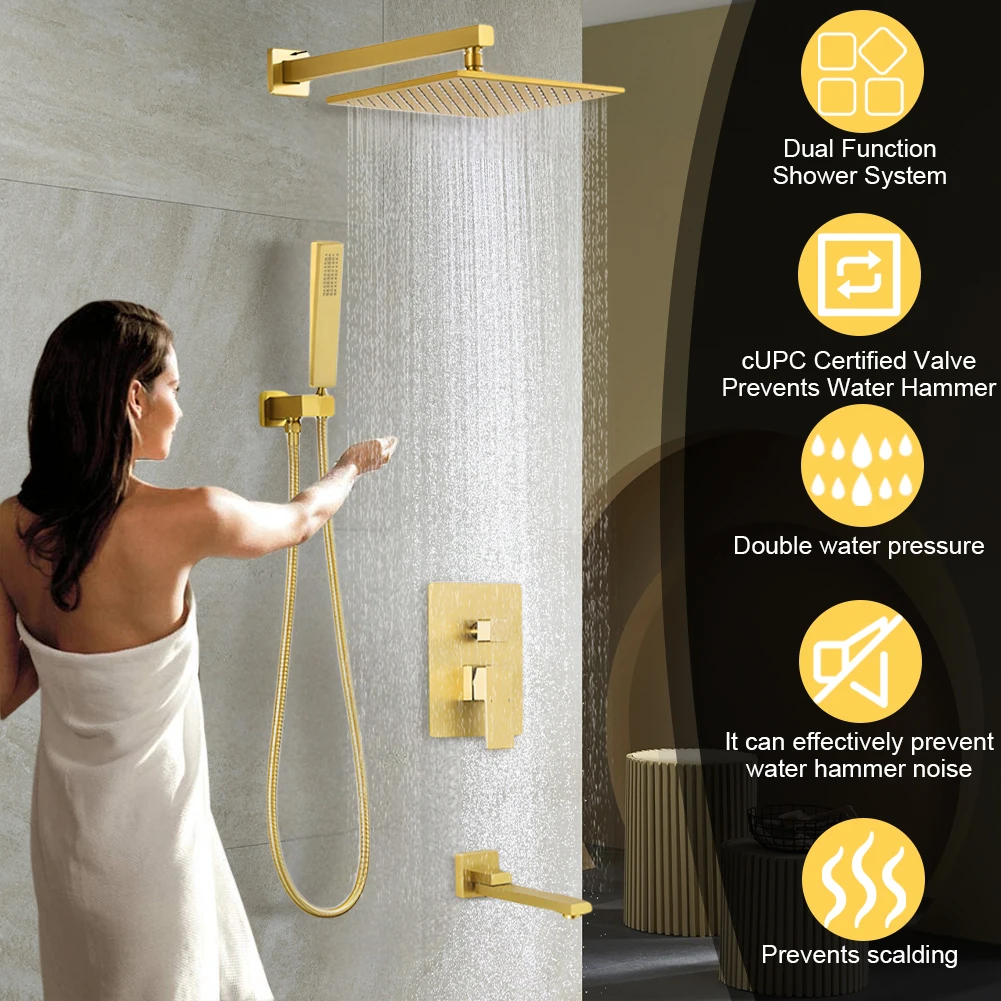 10 Inch All-Copper Shower Head with Handshower Top Shower Head Shower Combo Set for Home Bathroom Accessories