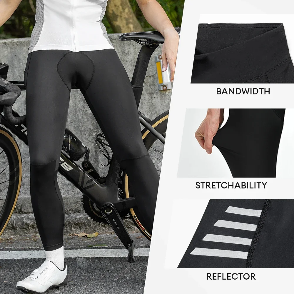Cycling Pants Santic Men Summer Bicycle Long Pants 5 Hours 4D Paded MTB Ride Trousers Leggings Reflective