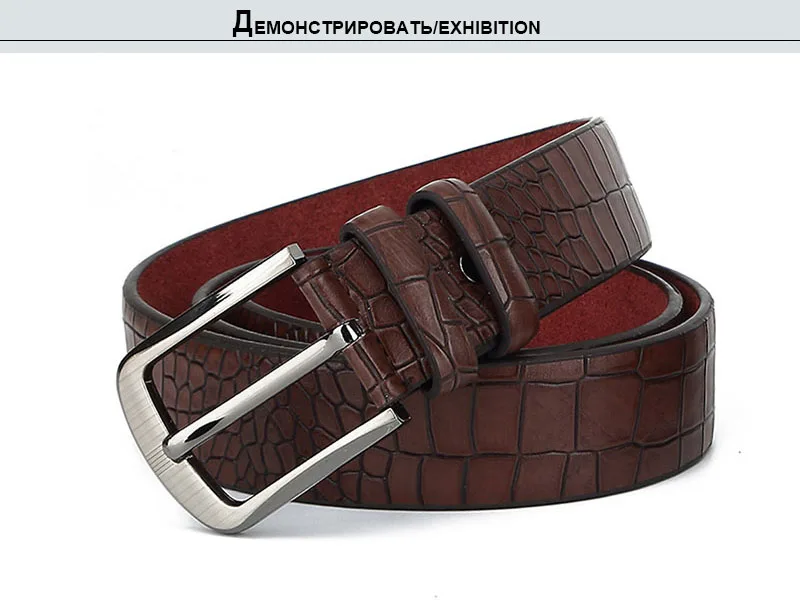 Retro Style Design Pin Buckles Metal Belts Crocodile Pattern Genuine Leather Belt For Men 38mm Clothing Accessories leather belt