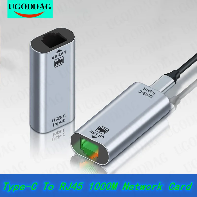 1000M USB C External Network Card Without Cord Type C To RJ45 Converter
