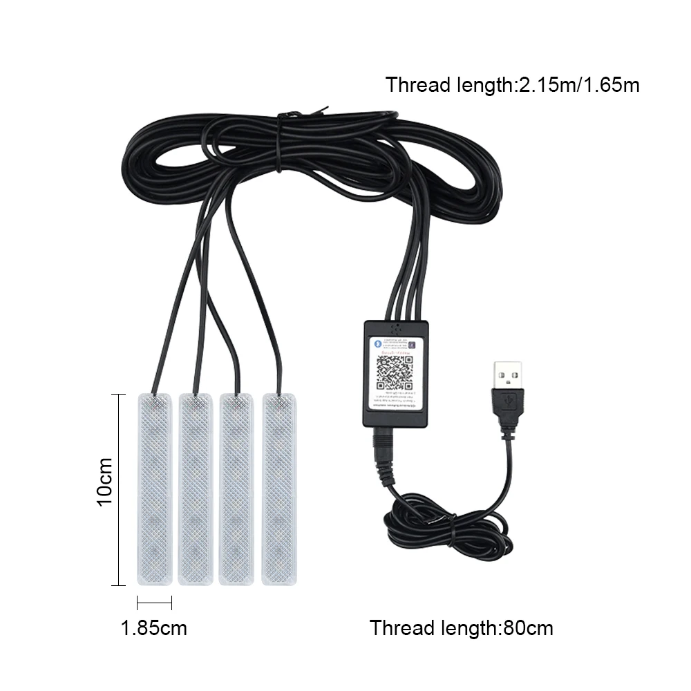 분위기 램프 백라이트 음악 제어 앱, RGB LED 자동차 발 주변 조명, USB 담배 라이터 장식 조명