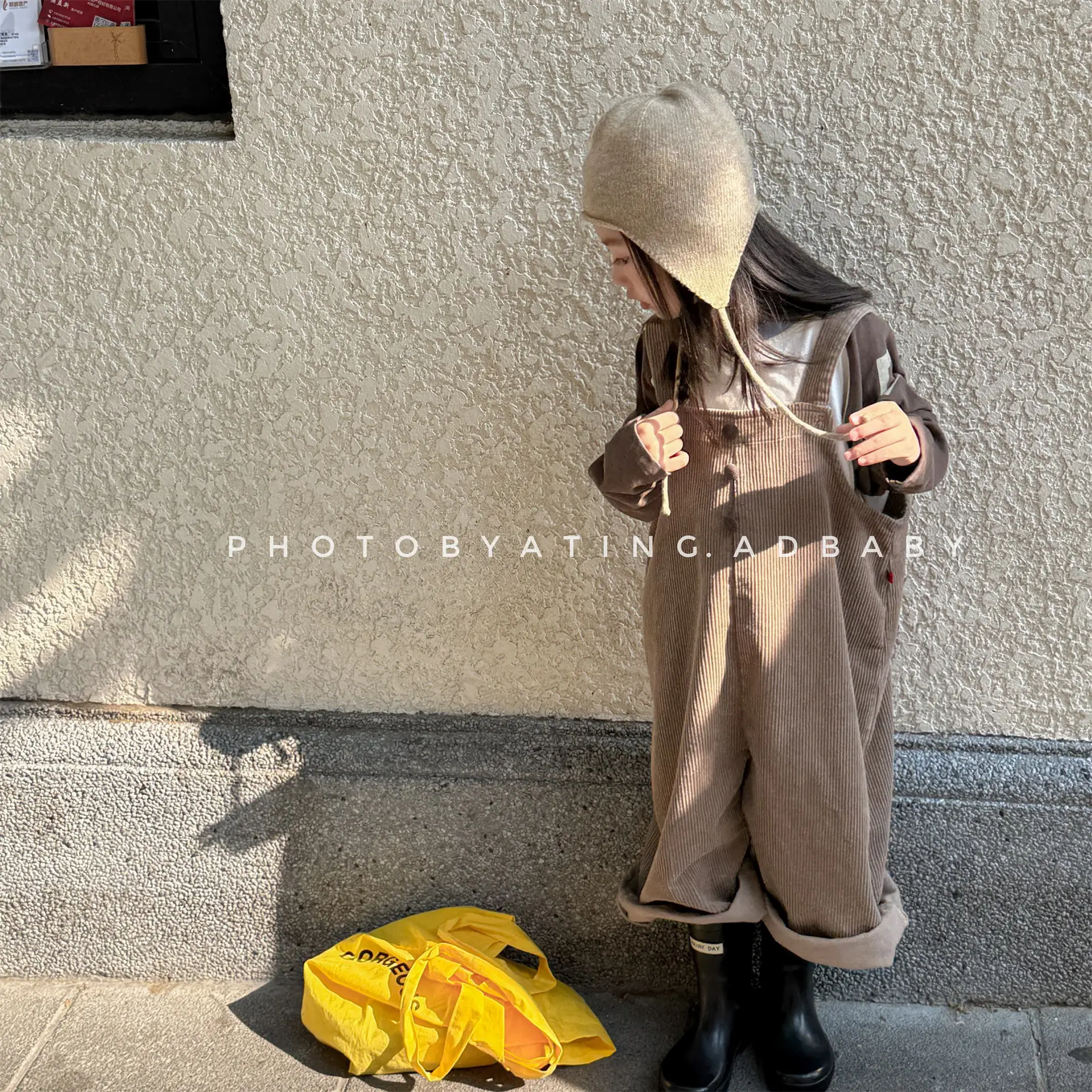 Corduroy Kids Overalls Suspender Pants for Girls and Boys