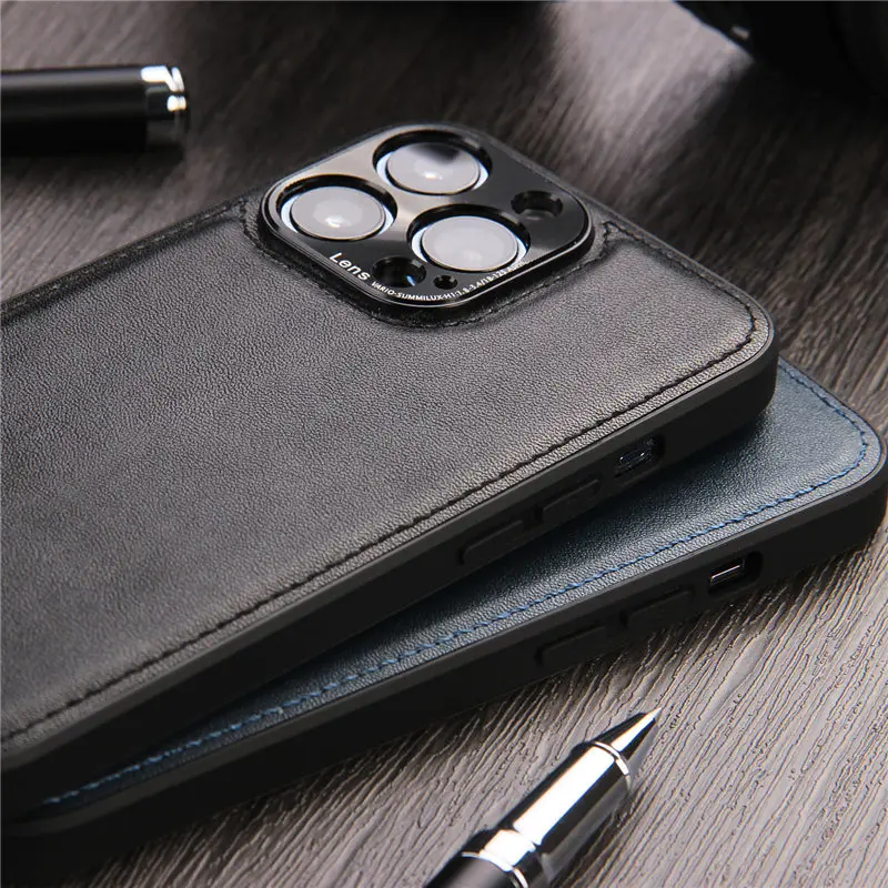 iphone 11 Pro Max clear case For iPhone 13 Pro Max Camera Protection PU Leather Phone Case For iPhone 12 11 Pro Max 13 Shockproof Bumper Business Back Cover leather iphone 11 Pro Max case