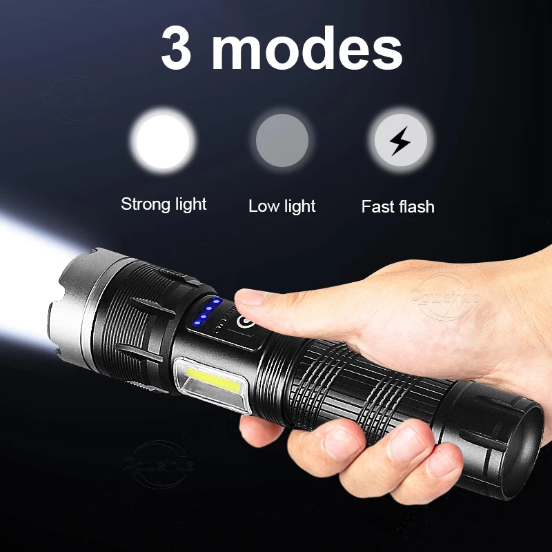 Le plus récent XHP360 COB lampes de poche puissantes 18650 USB lampe torche  rechargeable haute puissance lampe de poche LED XHP199 Zoom lanterne  tactique - AliExpress