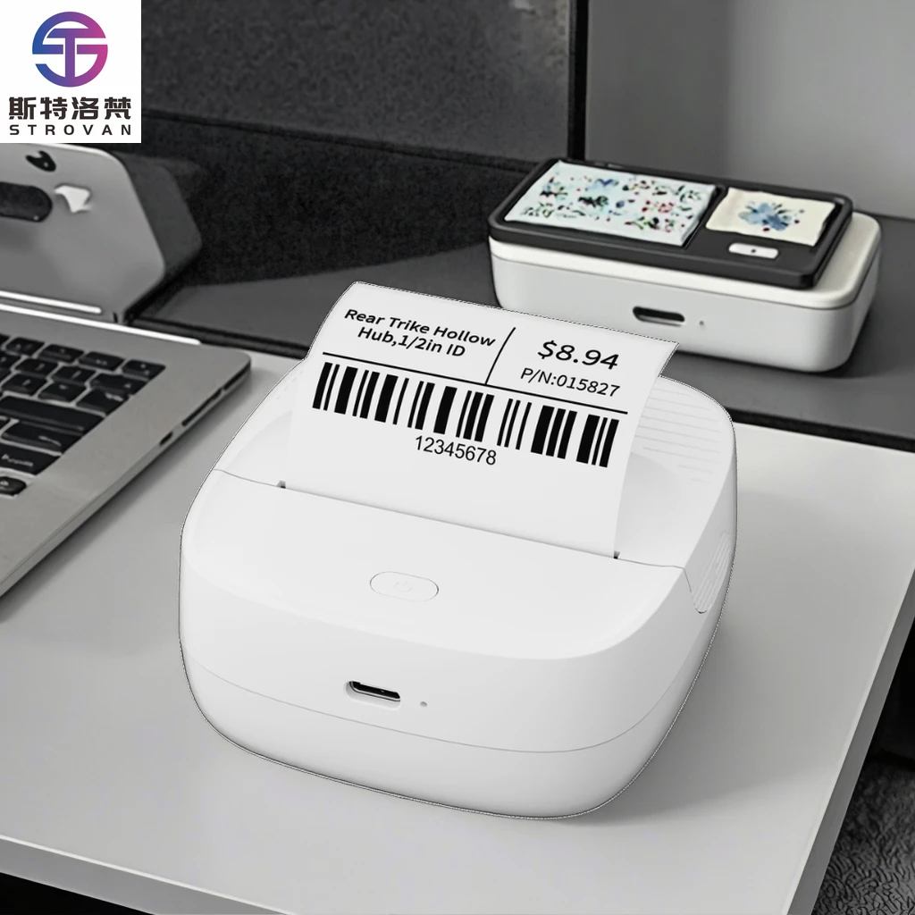 휴대용 열전사 미니 포켓 프린터 203dpi 해상도 라벨 용지 블루투스 프린터용..