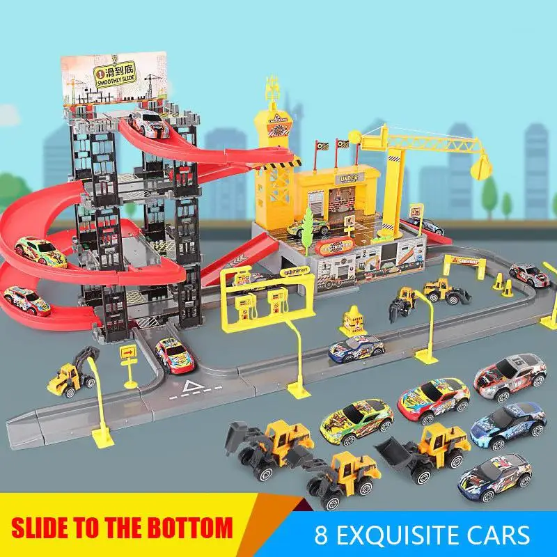 

Oversized Children's Rail Car Diy Educational Toys Multi-layer Assembled Rail Car Model Parking Lot Gifts For Childrens