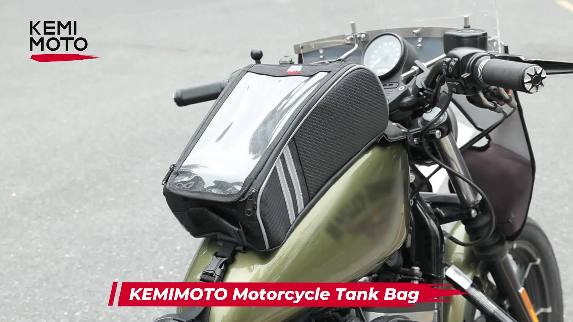 thumbnail interactive-video image 1 of KEMIMOTO Motorcycle Tank Bag For Bike Riding, Magnetic Tank Bag For Bike, EVA Hard Shell Thigh 1 of 10