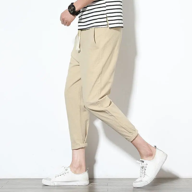 Men Summer Drawstring Wide Leg Harem Pants
