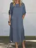 Autumn New Cotton Women's Dress Fashionable Solid Color Loose Casual 4