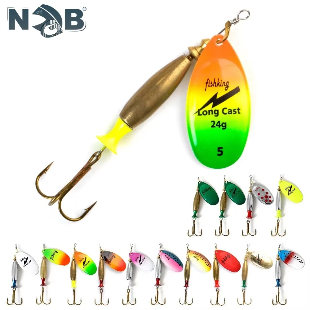 NGB Long Cast Spinner Köder Angeln Locken 18g 24g Rotierenden Metall Spinbait Löffel Lockt hecht Mit Drillinge angeln Zubehör