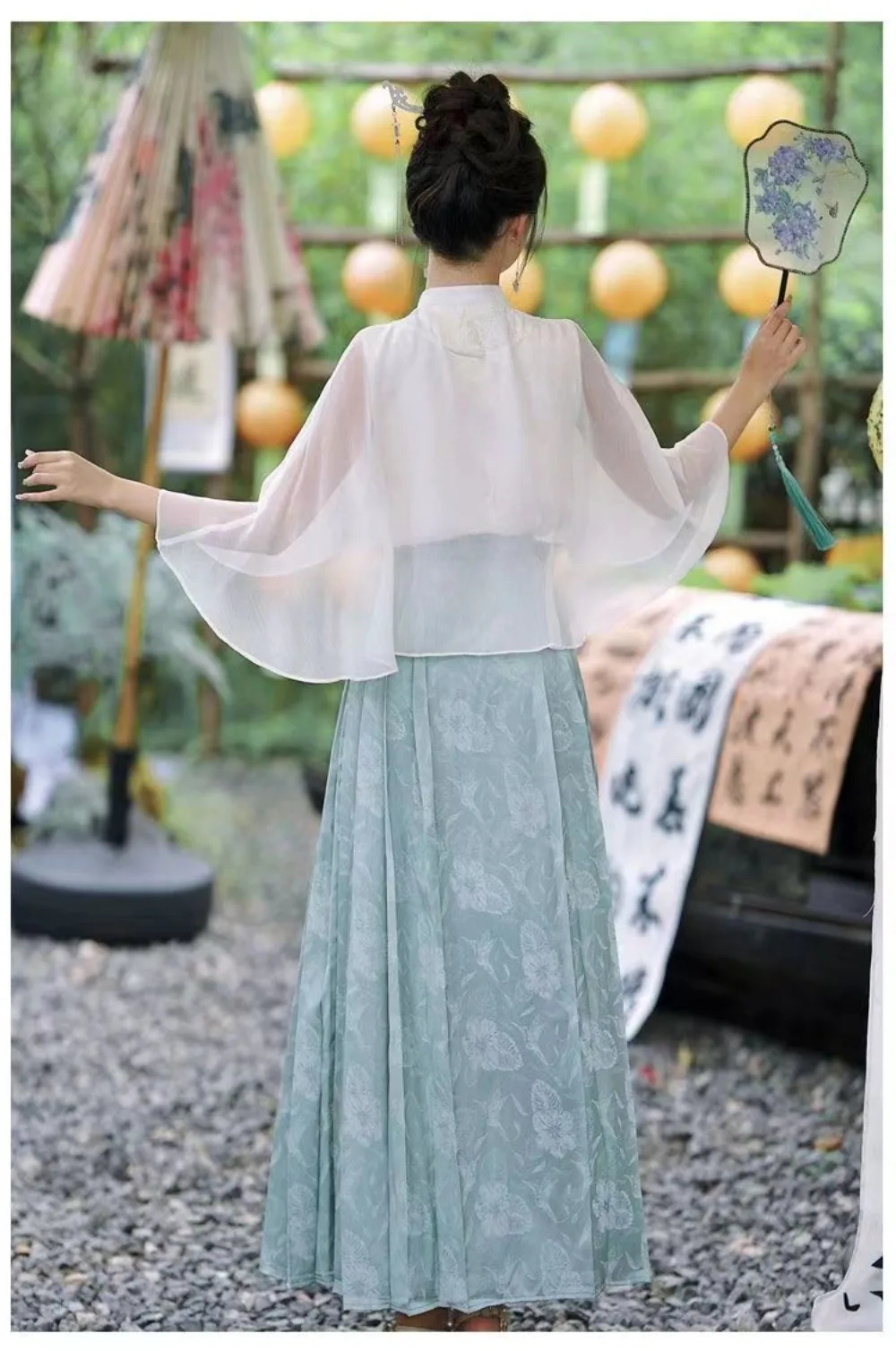Chiffon Butterfly Sleeve Top + Horse Face Maxi Skirt 2 Piece Sets Women Summer Vacation Outfits Matching Set Outfits for Women