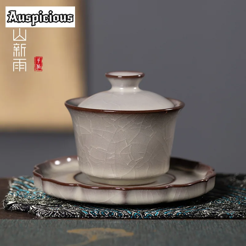

160ml Retro Longquan Celadon Gaiwan Handmade Ruby Tea Brewing Cup Tea Tureen Tea Maker Cover Bowl Teaware Supplies Ornament Gift