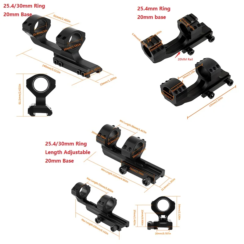 Hunting Scope Ring Mounts 11/20mm Base Optics Scope Pipe Diameter 25.4/30mm Sight Mount Adapter