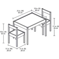 3 Piece Solid Rubberwood Table and Chairs Set with Natural Finish, Rounded Edges and Corners, and Wipeable Dry Erase Surface 2
