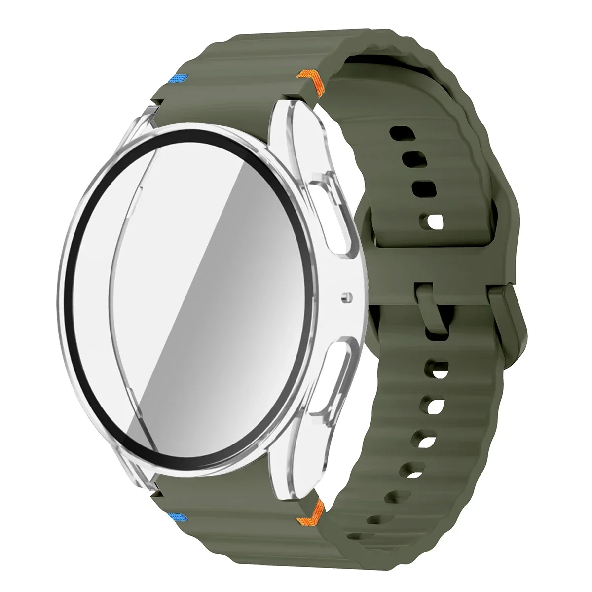 Enhanced Silicone Band and Bumper Case with Tempered Glass Screen Protector
