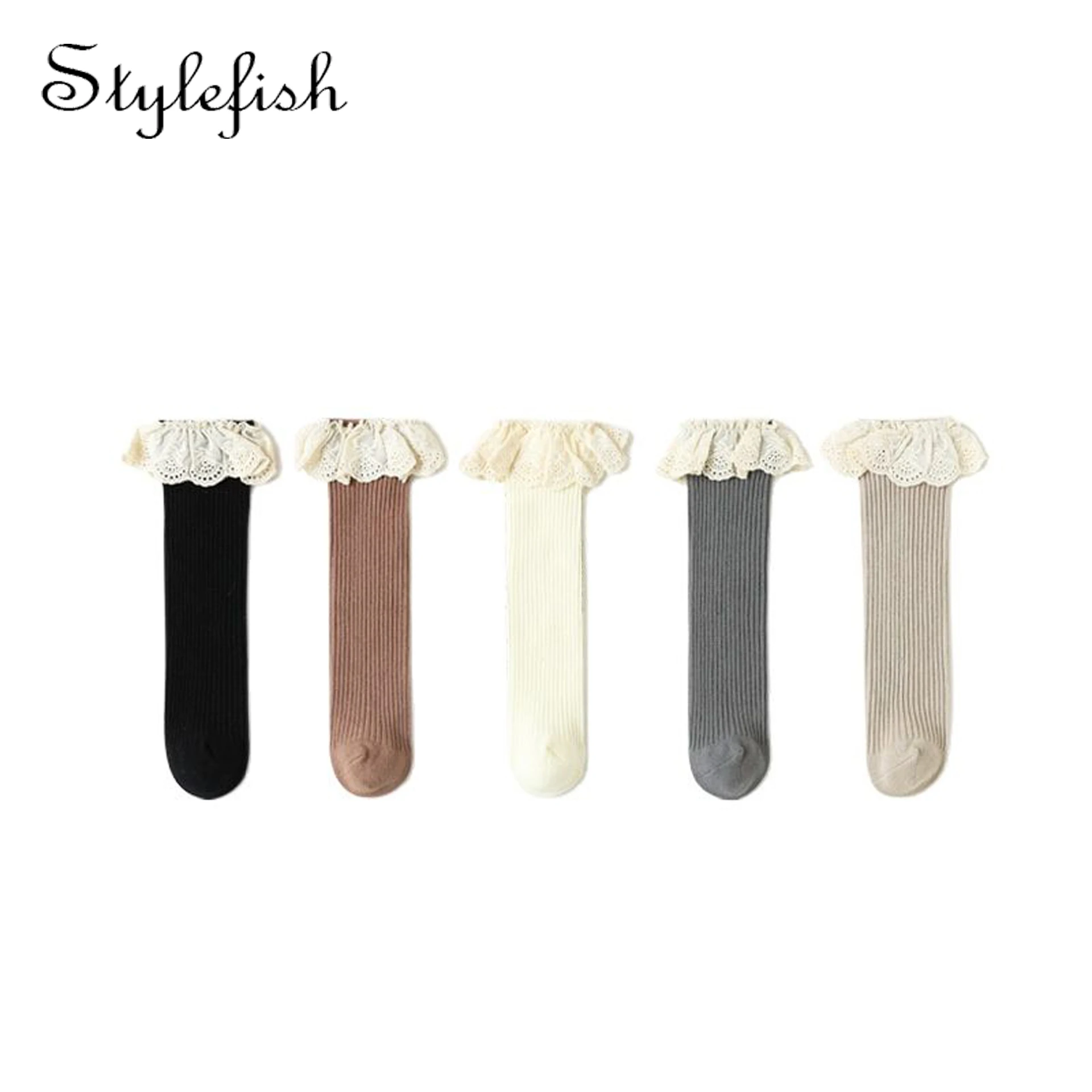 

New baby girl knee length stockings soft lace cloth children's socks Ruffle 0-8 year old leg warmer girls' socks